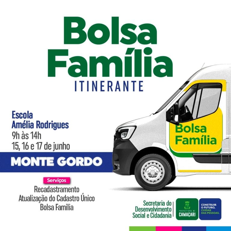 Monte Gordo recebe 6ª edição do Bolsa Família Itinerante nesta terça-feira (15)